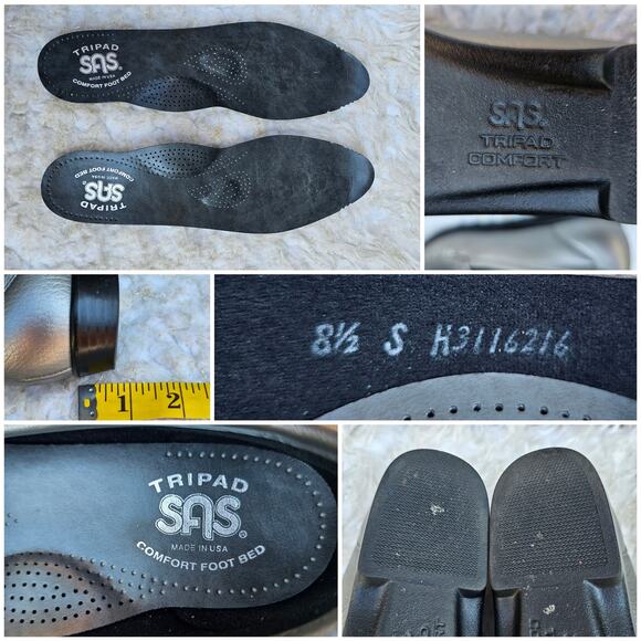 Metallic Silver Loafers SAS Metro Size 8.5 S Horsebit Leather Flats Slim Width - Picture 8 of 14